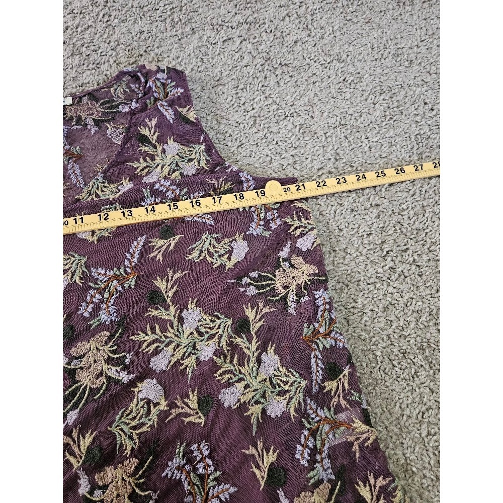 Sundance Floral Embroidered Mesh V-Neck Tank Top Plum Purple Women Large - Picture 4 of 10